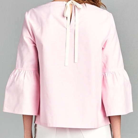 🔴LAST CALL🔴Ellison PearlEmbellishedBellSleeveTop - Picture 5 of 7